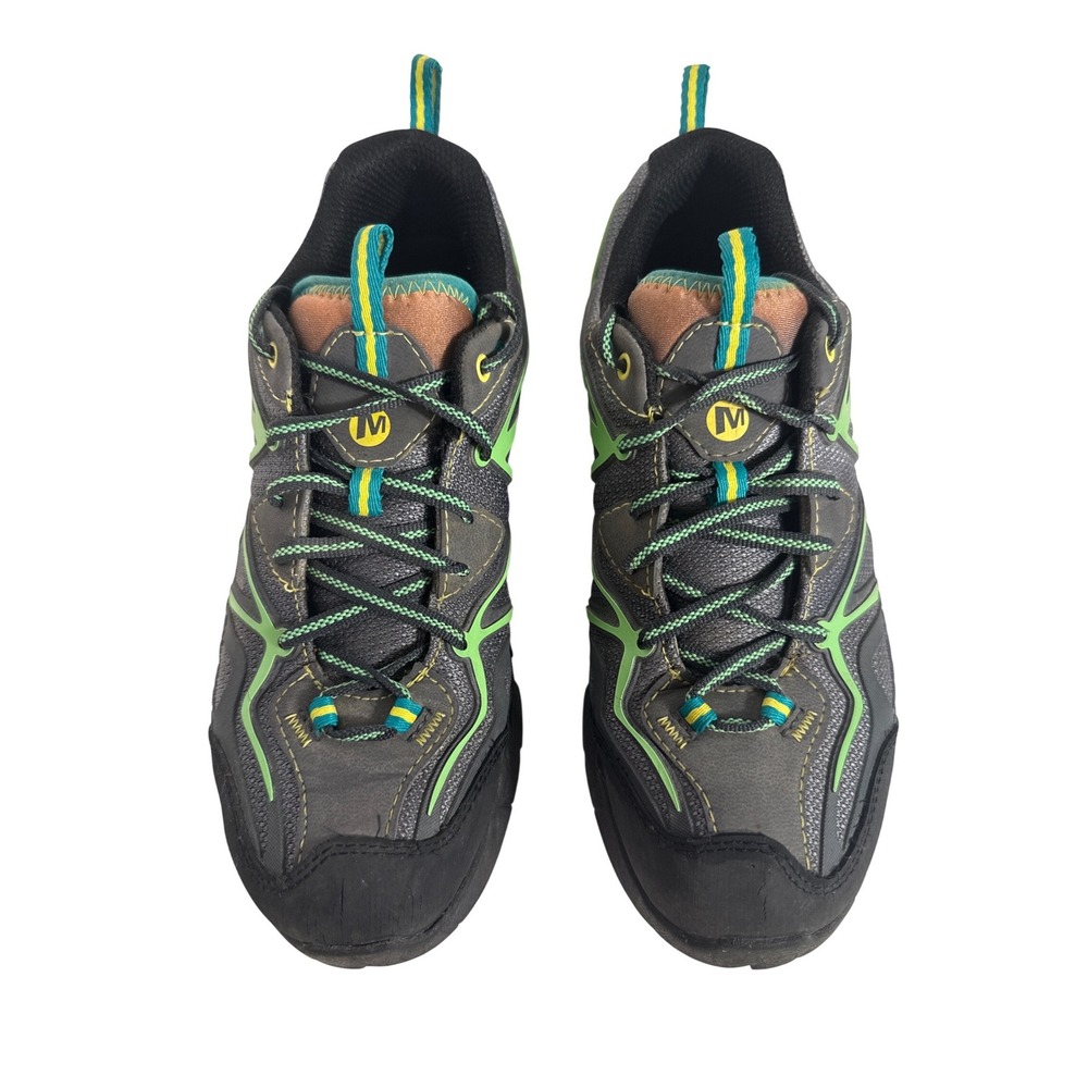 Merrell All Out Blaze Hiking Shoes Womens Grey Lime Green Vibram Sneakers